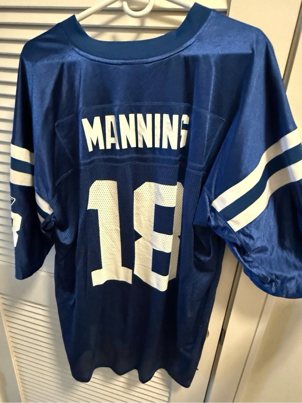 NFL Reebok Blue Manning #18 Men’s Football Jersey - White Numbering